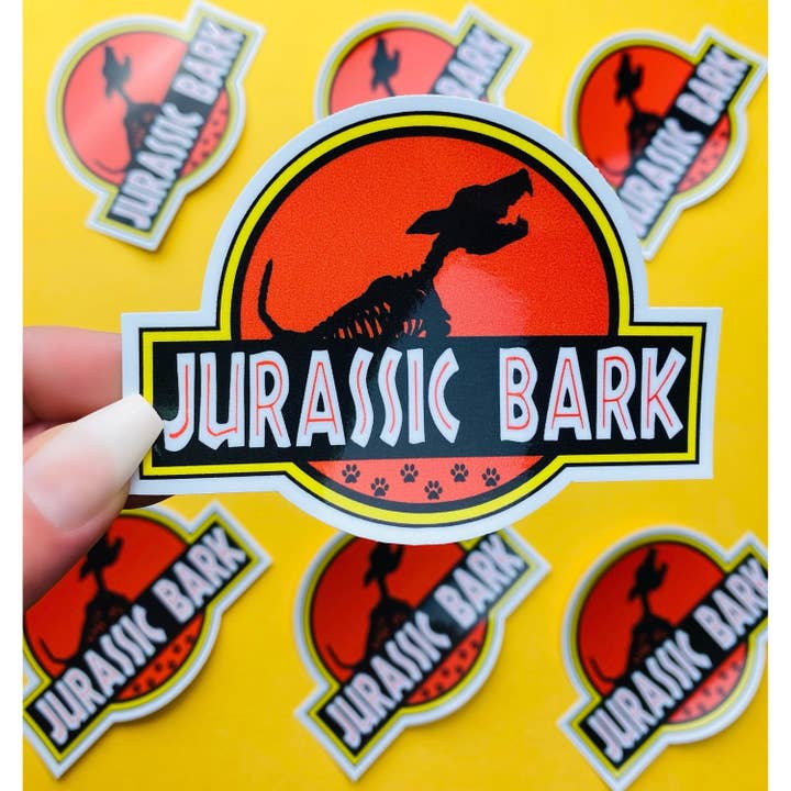 Jurassic Bark Sticker Funny Parody Sticker for Dog Owners for wholesale by Otto's Grotto