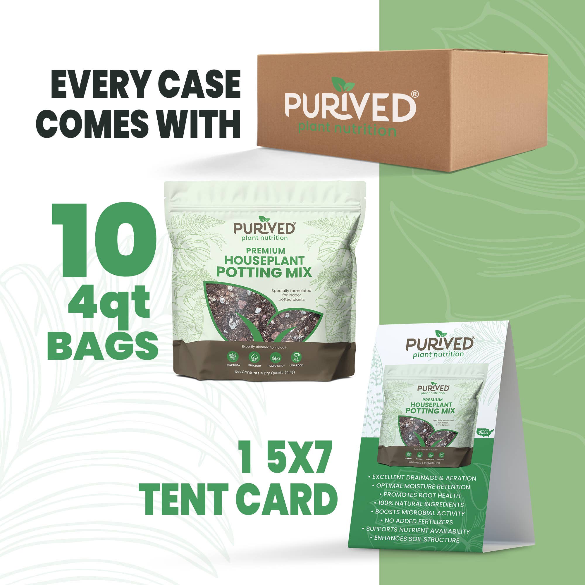 Purived - Wholesale Planting/Potting Soil - Purived Premium Houseplant Potting Mix 4 Quarts4