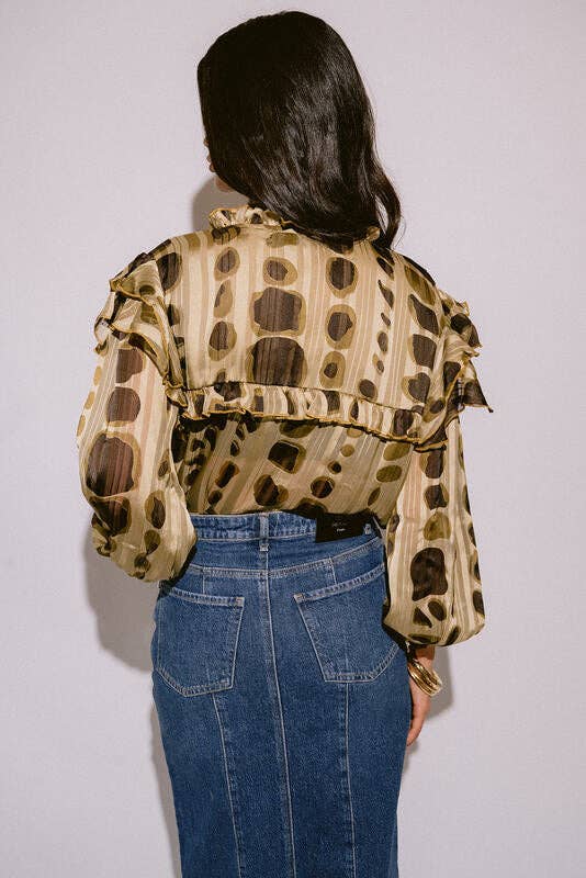 Piti Cuiti - Wholesale Blouse - Women's - LILI GREEN RUFFLE BLOUSE2