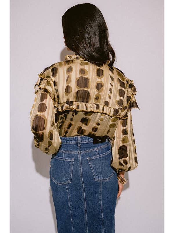 Piti Cuiti - Wholesale Blouse - Women's - LILI GREEN RUFFLE BLOUSE2