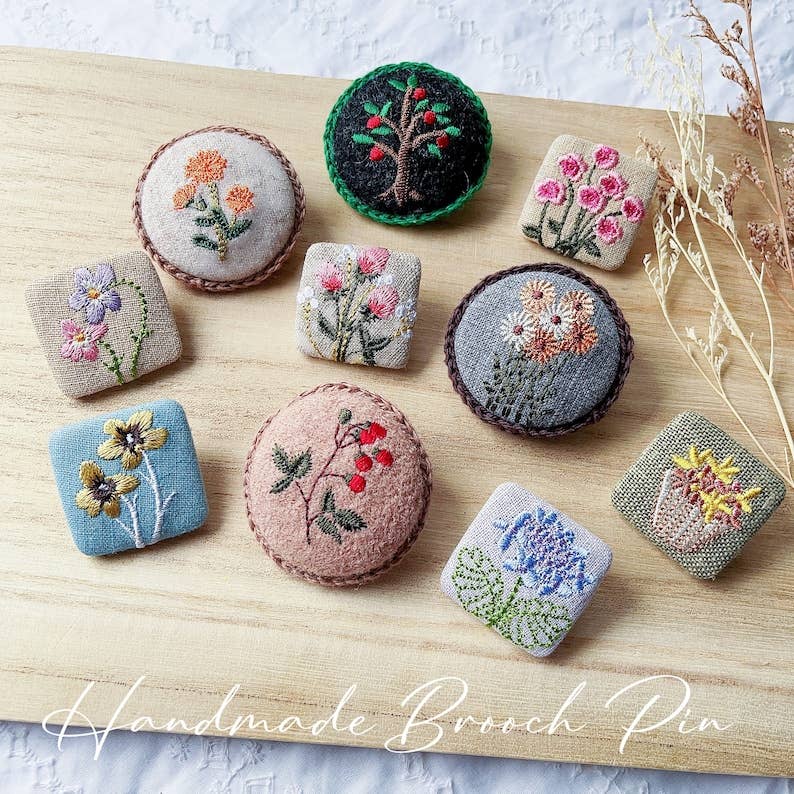 Giggle with Love - Wholesale Brooch - Floral Embroidery Brooch Pin| Handmade Girl Embroidered Pin9