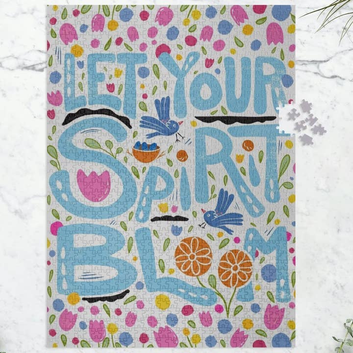 Hvid „Lad din ånd blomstre“ genanvendt lodret puslespil 1000 stykker for engroshandel på Faire