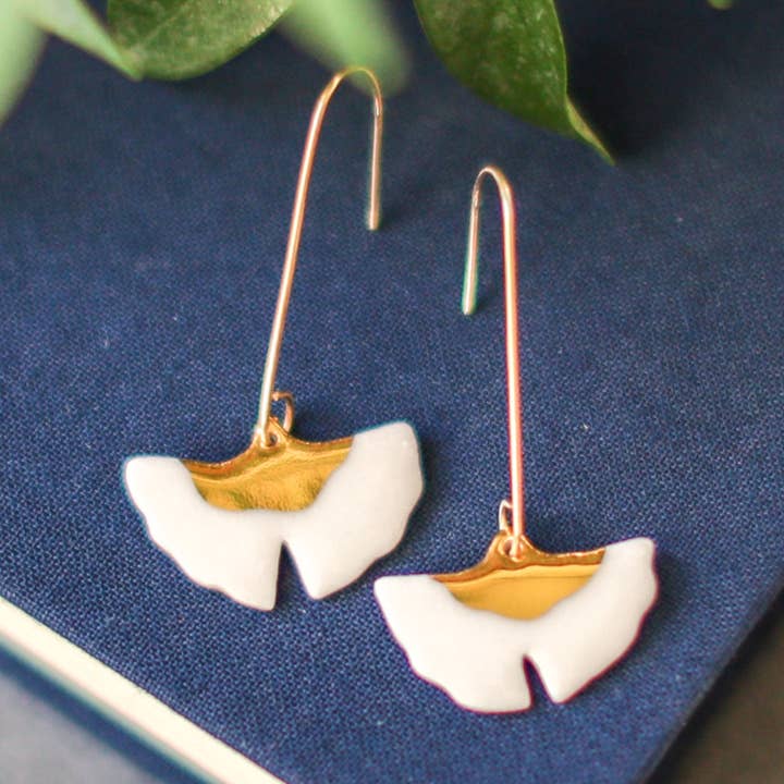 Ginkgo earrings for wholesale by Remnant Studios
