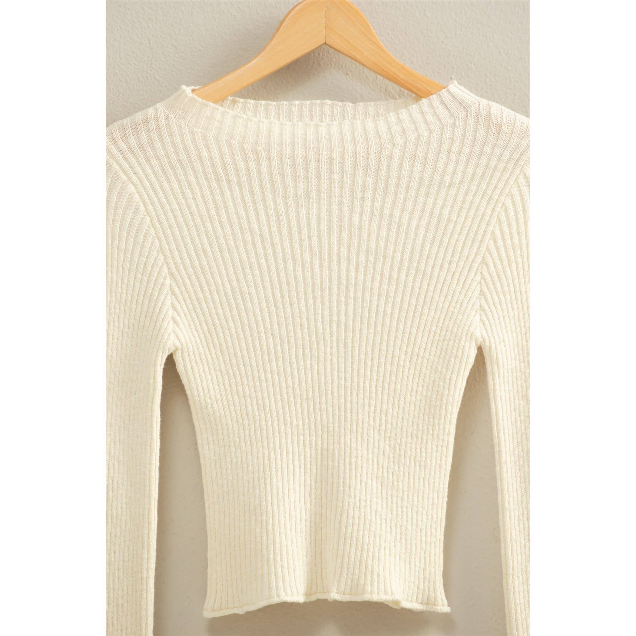 Double Zero - Wholesale Knit Top - Women's - Sleek Mock Neck Ribbed Knit Top12