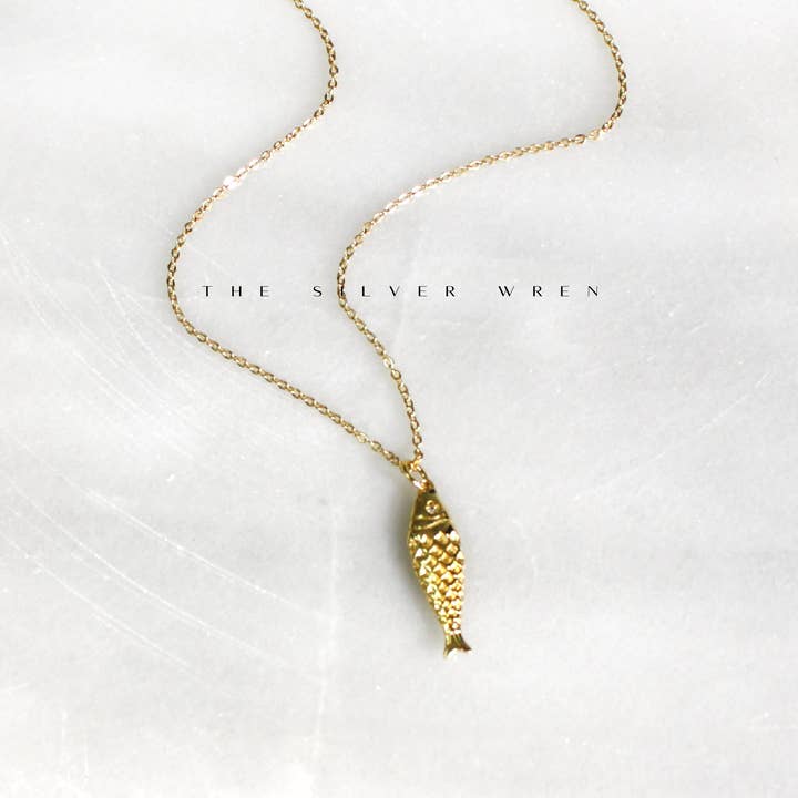 The Silver Wren - Wholesale Pendant/Charm Necklace - Gold Fish Pendant Necklace