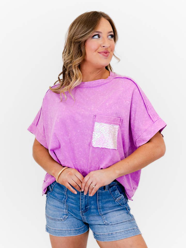 Haut en coton lavé aux minéraux Faeve Orchid pour la vente par Whiskey Darling