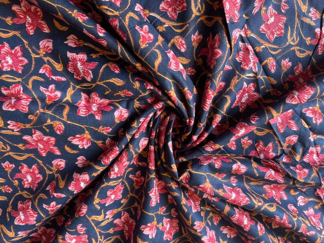 Bhawana Handicrafts - Wholesale Fabric Paint - Natural Floral Printed Dressmaking Fabric Indian Cotton Boho3