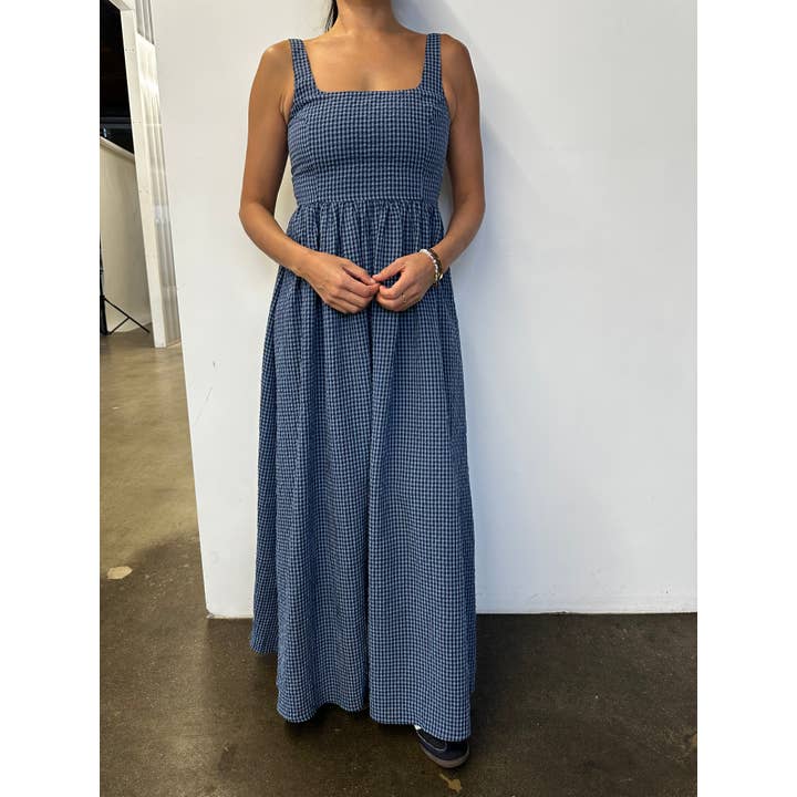 CHECKERED TANK MAXI DRESS - YDA682A for wholesale by Audrey 3+1