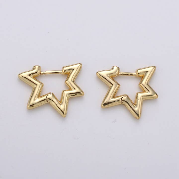 Gold Star Huggie Earring 14k Gold Filled Earring, Statement Earring Rock Star Earring 1 Pair P039 for wholesale by Aim Eternal