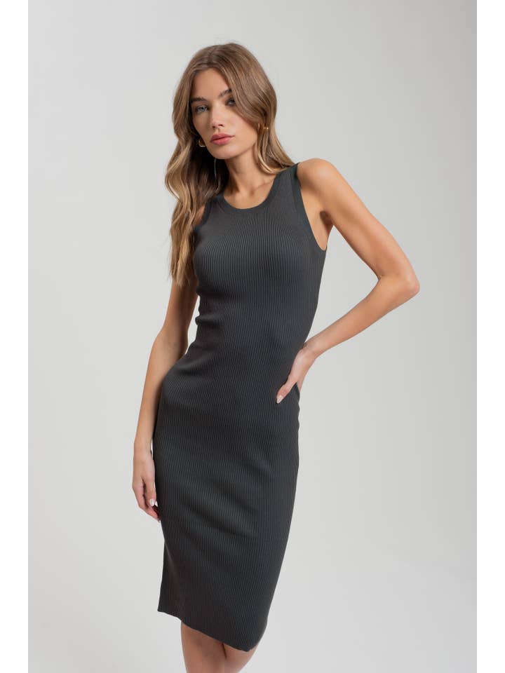 The Workshop Studio – Engroshandel Kjole - Dame – RIBSTRIKKET TANK MIDIKJOLE9