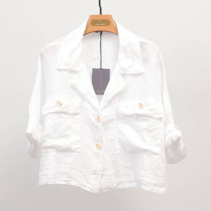 Linnen overhemd met opgerolde mouwen YX89382 voor wholesale door Cecile Wang