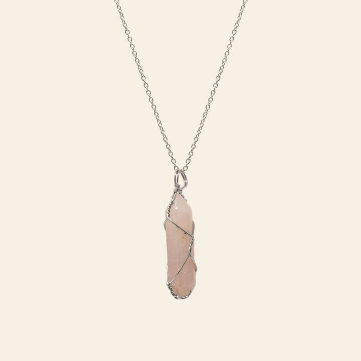 ASCEND - Wholesale Pendant/Charm Necklace - Wire Wrapped Crystal Point Necklace - Silver