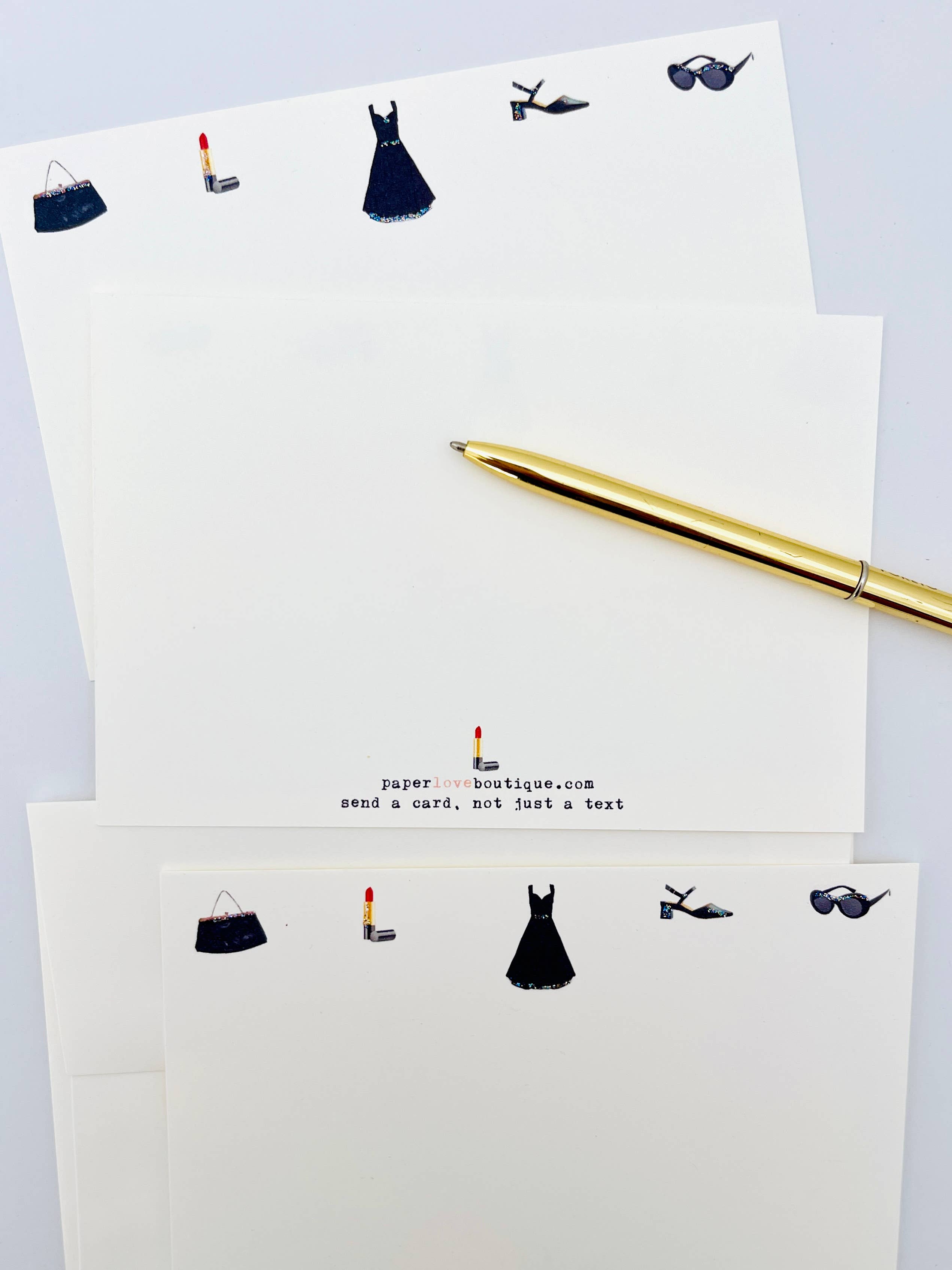Paperlove Boutique - Wholesale Stationery/Notecard Set - NOTECARD SET - 'SIMPLY BLACK' 10 hand glittered notecards1