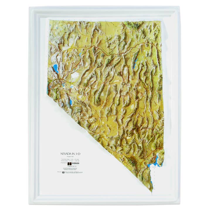 Nevada Satellite Raised Relief Map by Hubbard for wholesale by Map Shop