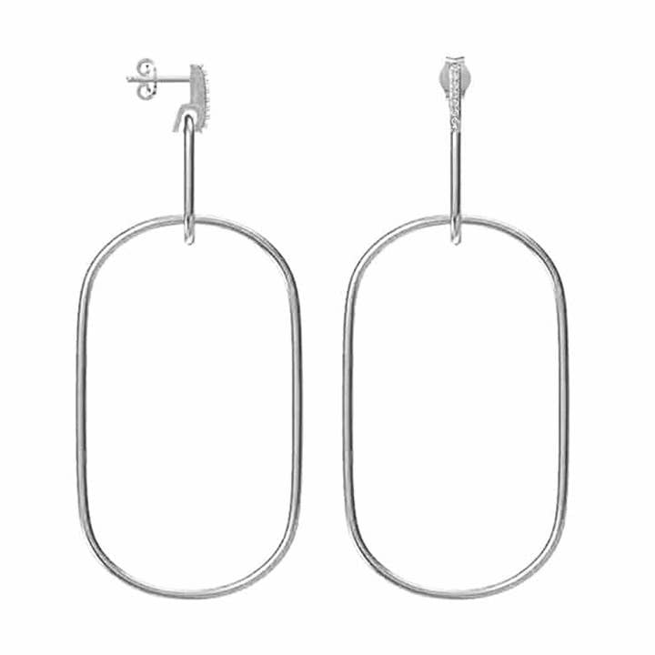 Olga hoop earrings set with white zirconiums for wholesale by ORUS BIJOUX