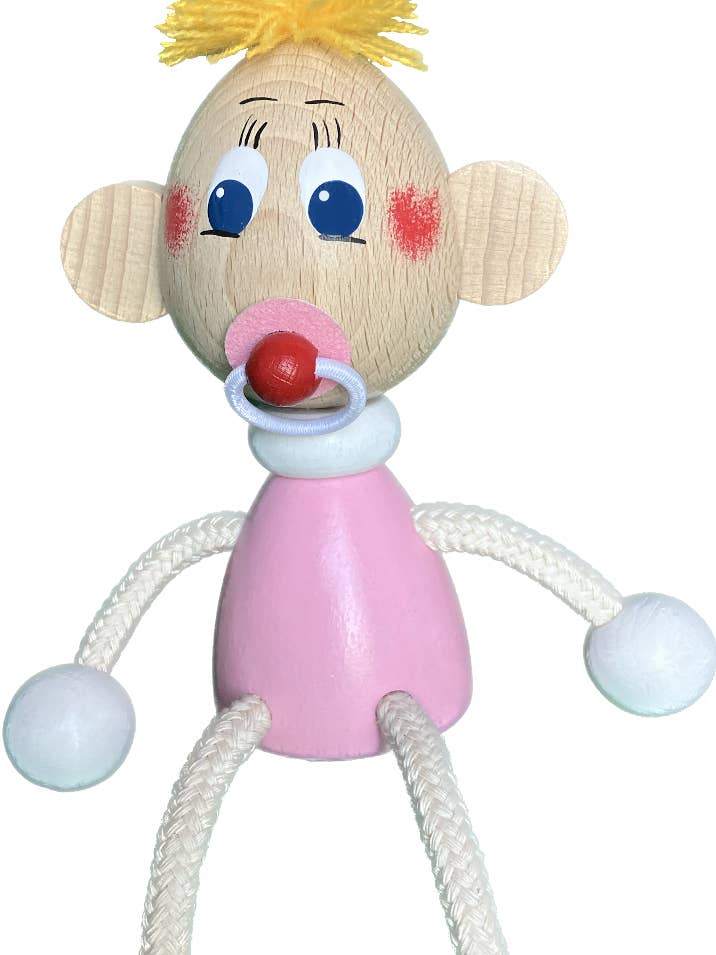 Wooden Bouncie Toy - Baby girl - Handcrafted for wholesale by Toywood