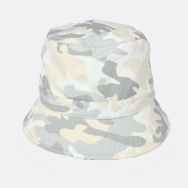 Beige Camo Bucket Hat for wholesale by David And Young