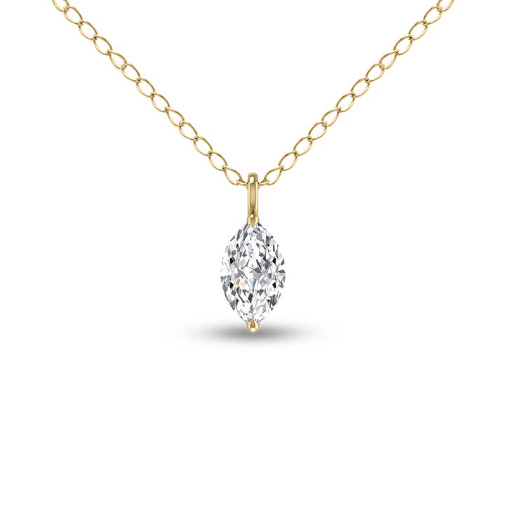 Ciondolo con diamante marquise coltivato in laboratorio da 1/4 ct in oro giallo 14K per la vendita all'ingrosso da parte di Szul USA LLC