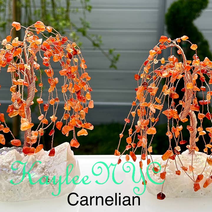 KayleeNYC - Wholesale Decorative Tabletop Object - Weeping Willow Tree with Angel Aura Base Crystal4