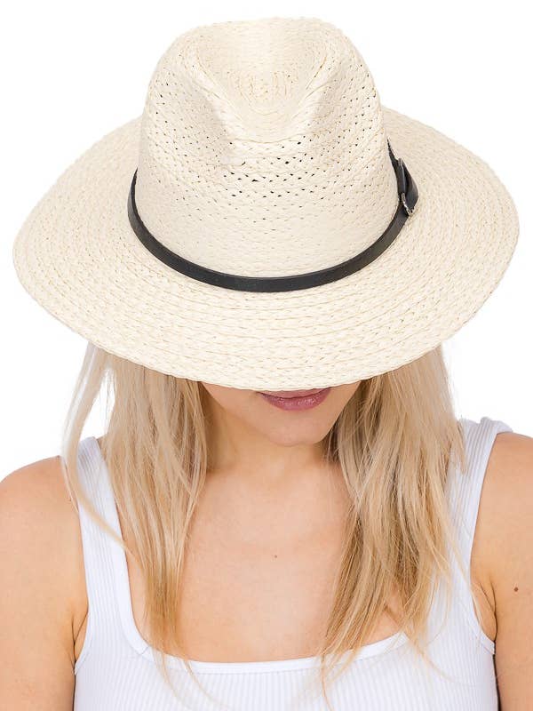Scallop Basket Weave Thick Raffia Straw Rancher Hat for wholesale by Cap Zone