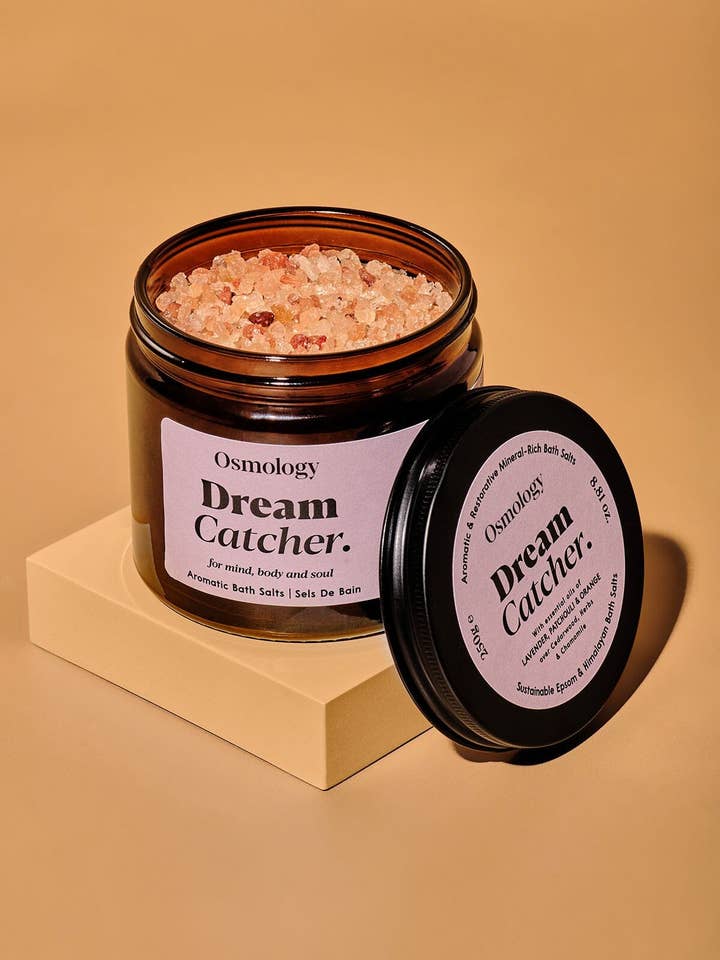Dream Catcher Amber Bath Salts - Lavender Patchouli and Orange for wholesale by Osmology