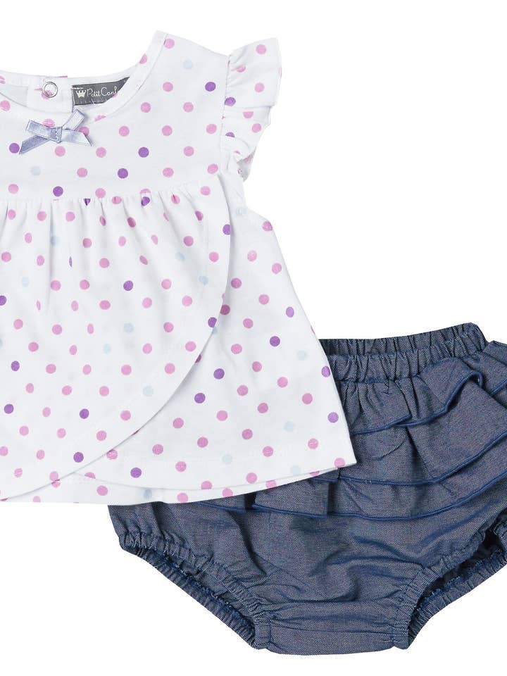 Conjunto de top con columpio de lunares para venta al por mayor de Petit Confection