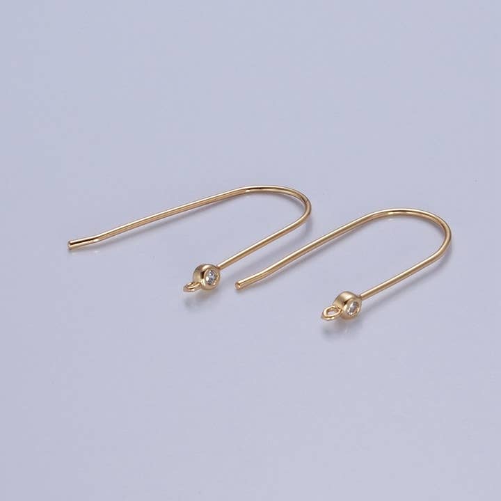 Aim Eternal - Wholesale Hoop Earrings - Gold Filled French Hook Earrings, Geometric Marquise Heart Baguette Oval Square Star Round CZ Cubic Zirconia Fish Hook Earrings with Open Link Loop for Earrings Making L-802~L-8086