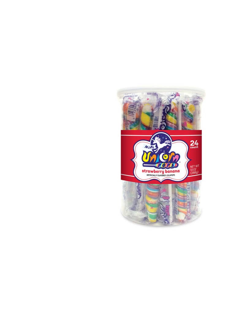 Candy Barn Express - Wholesale Lollipop - Unicorn Pop Mini Rainbow Lollipop - 24 Ct. Jar