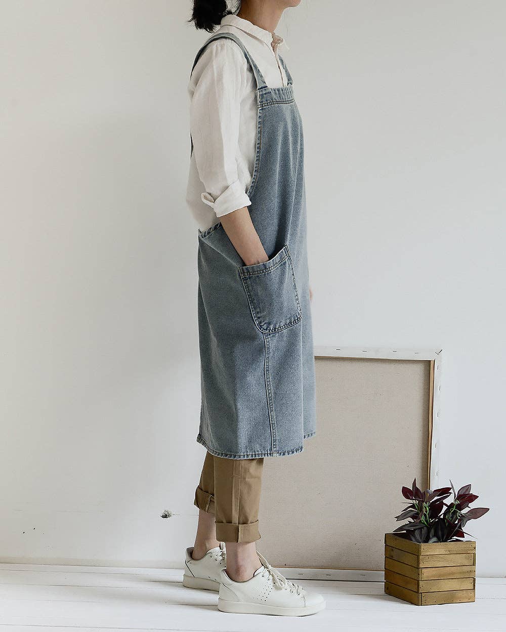 Gohobi （We cover U.S. import duties） - Wholesale Apron - Gohobi Japanese Style Washed Denim Cotton Apron9