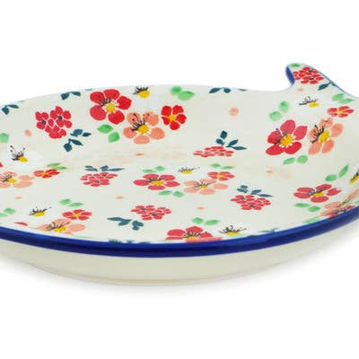Fish Shaped Platter 9" Pink Divinity Theme UNIKAT for wholesale by Polmedia Polish Pottery