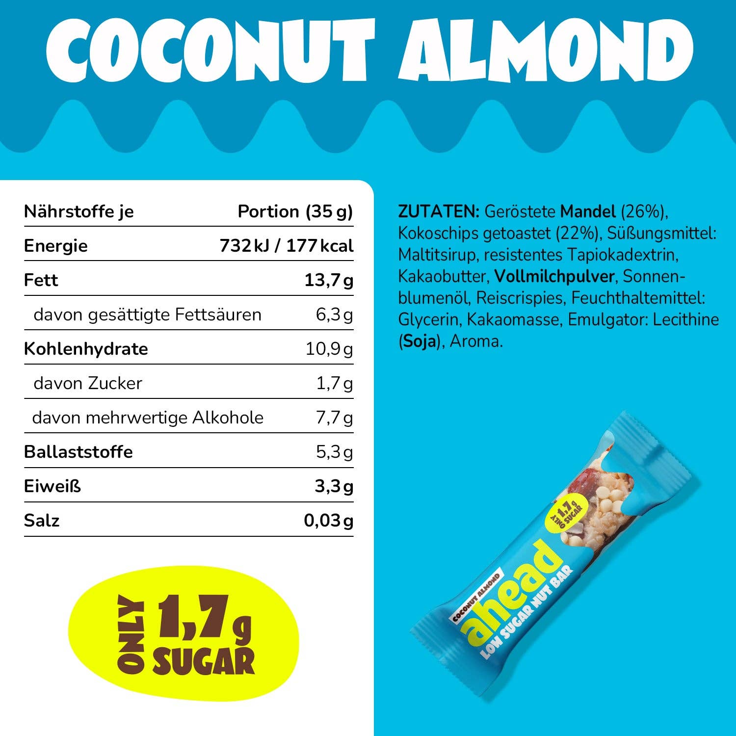 ahead – Großhandel Snack-Riegel – Nut Bar - Coconut Almond (Tray 12x35g)4