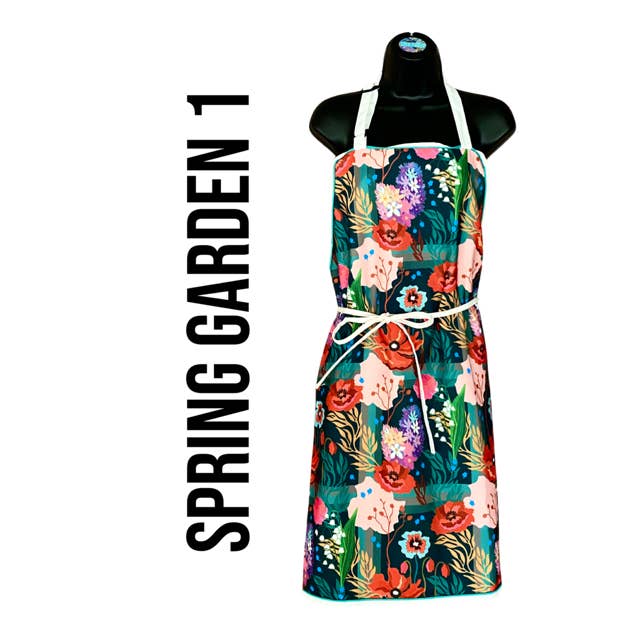 TABLIER SPRING GARDEN L (BLEU) EXCLUSIVE pour la vente par Maida Designs