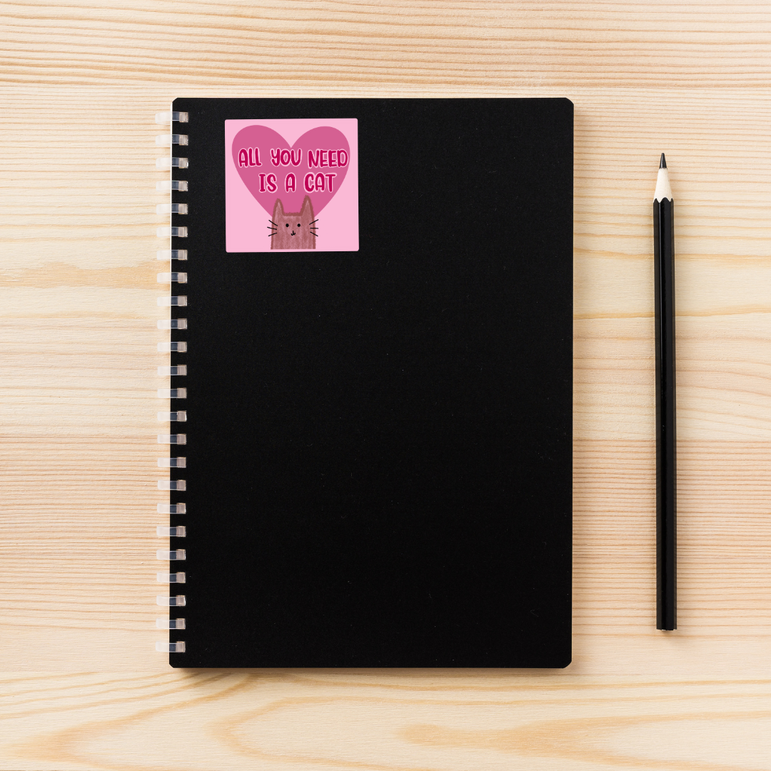 Atomic Cactus Stickers - Wholesale Sticker - All You Need Is a Cat Sticker | 2" x 2" | Cute Cat and Heart Design | Vinyl Decal | Cat Lover Gift | Water-Resistant2