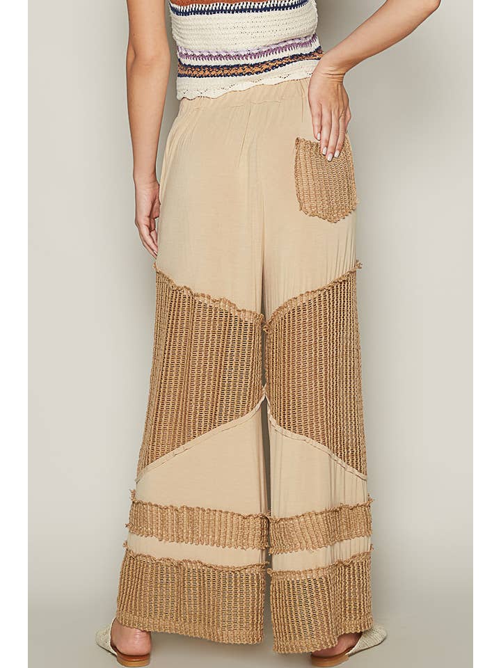 Pol Clothing - Wholesale Pants - Women's - Contrast see through elastic waist knit culottes pants8