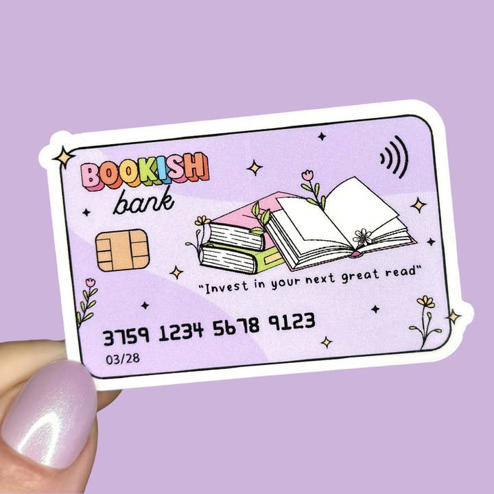 Bookish Bank Sticker for wholesale by Hailey Liz Designs
