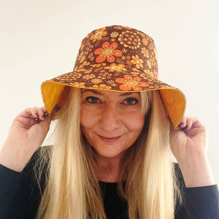 Retro Sunhat, 70's Floral, 1970's Hat, Seventies, Summer Hat for wholesale by Stan and Gwyn