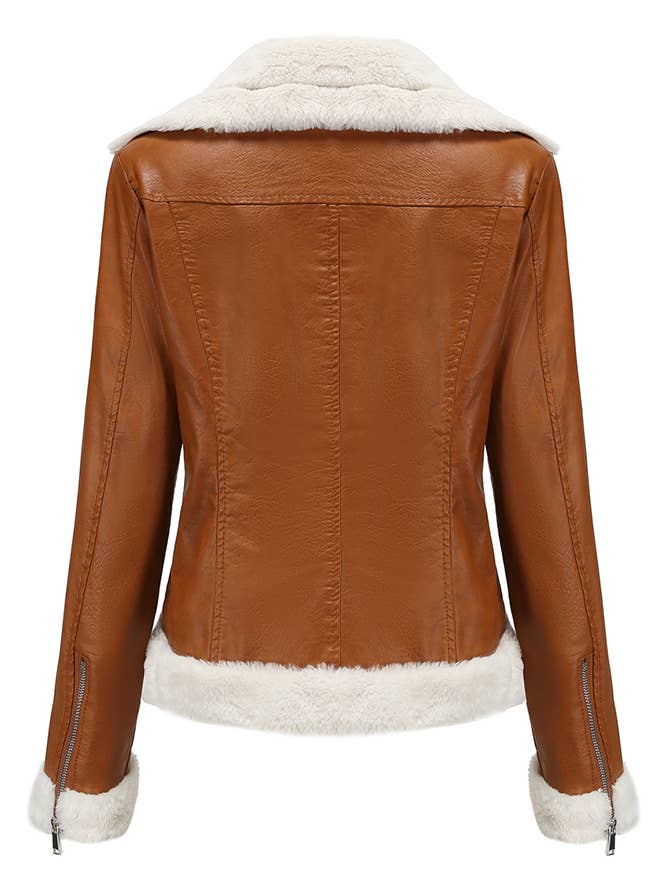 UNISHE – wholesale Leather jacket – Women′s – Fleece Leather Jacket with Pockets NXH0032
