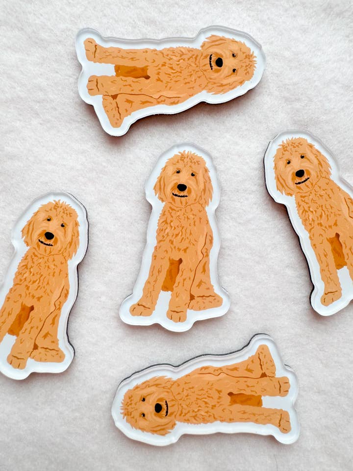 Goldendoodle (blonde), Labradoodle (blonde) Magnet for wholesale by Our Cheery Corner