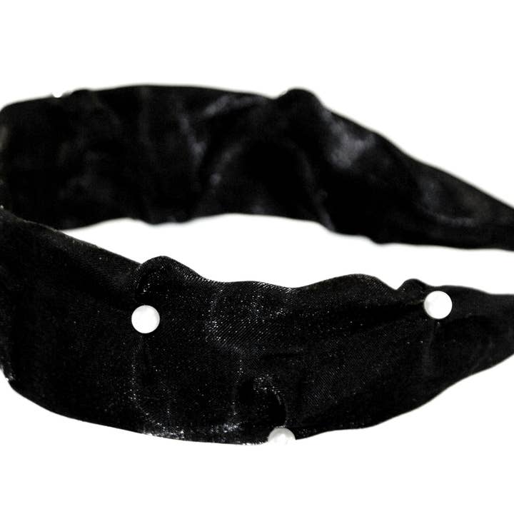 Parisa Pearl Shimmer Alice Band - HAB318 ZWART voor wholesale door Hepburn & Co.