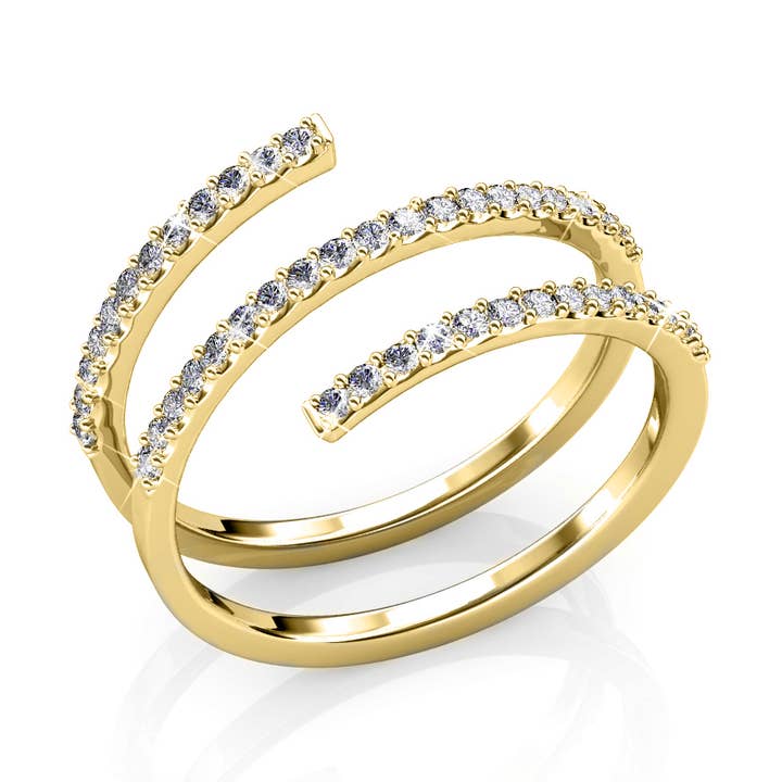 Spiral Ring - Gold and Crystal for wholesale by CARALI / MYC Paris