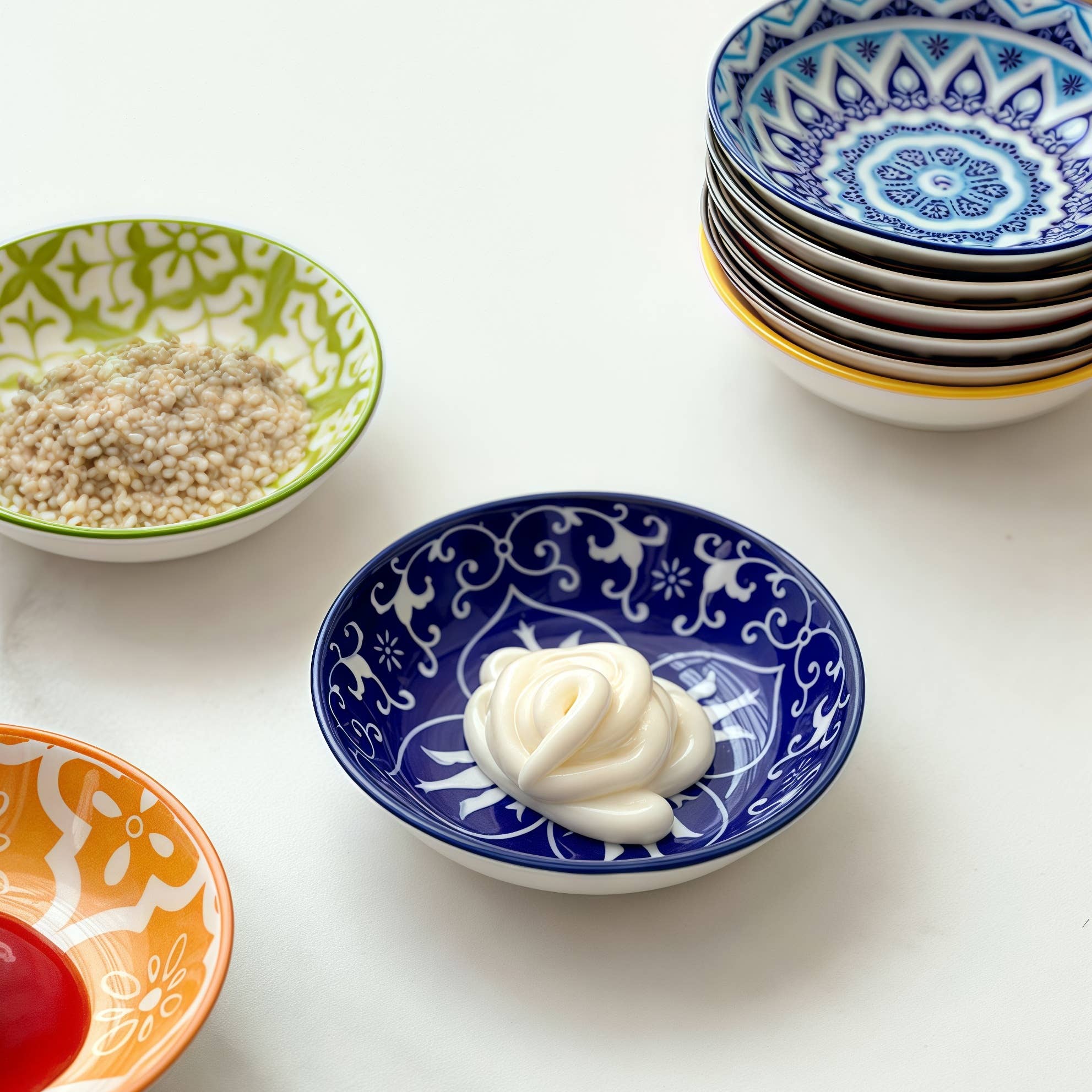 Otterware - Vente Bols à condiments/sauces - Plat à sauce en céramique peint à la main bohème13