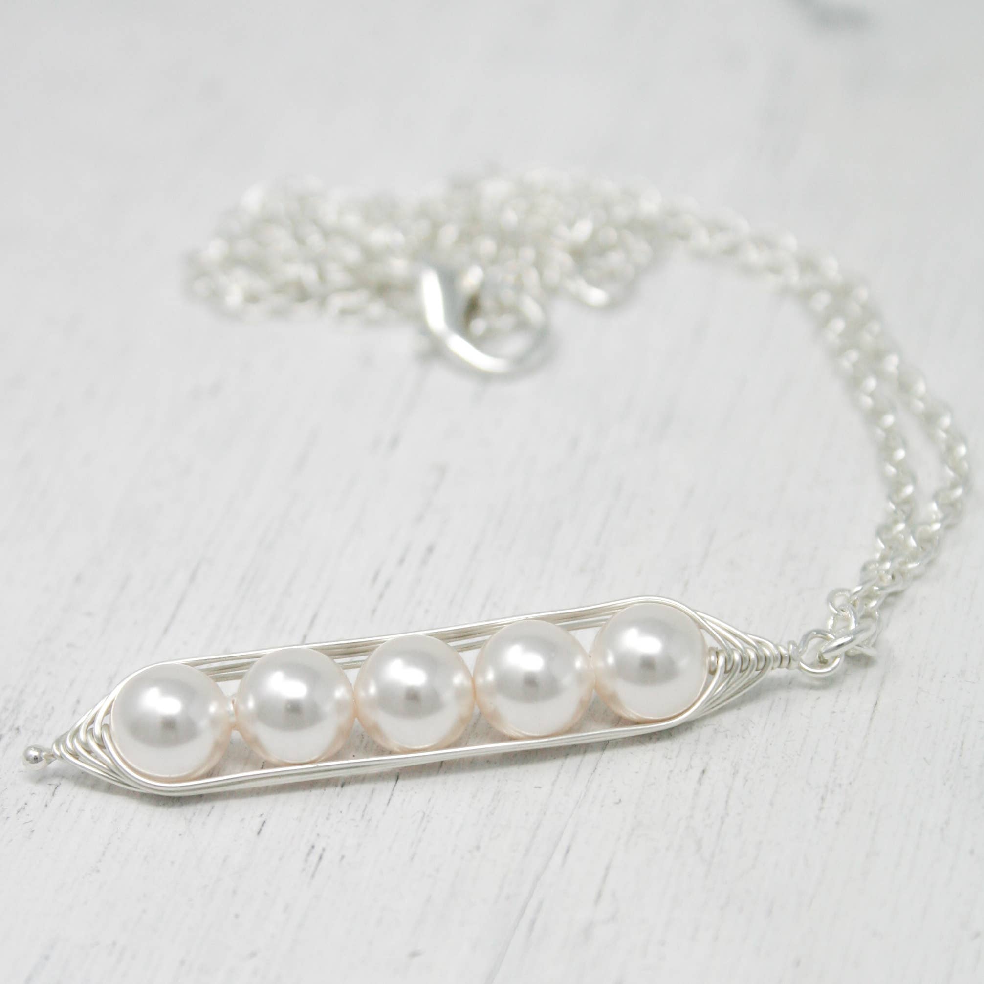 Rising Jewelry - Wholesale Pendant/Charm Necklace - Pea pod necklace, White, handmade jewelry Mother’s Day gift5