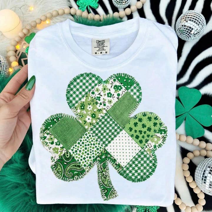 Faux Patchwork Clover Shirt for wholesale by Blazing Oaks Clothing Company