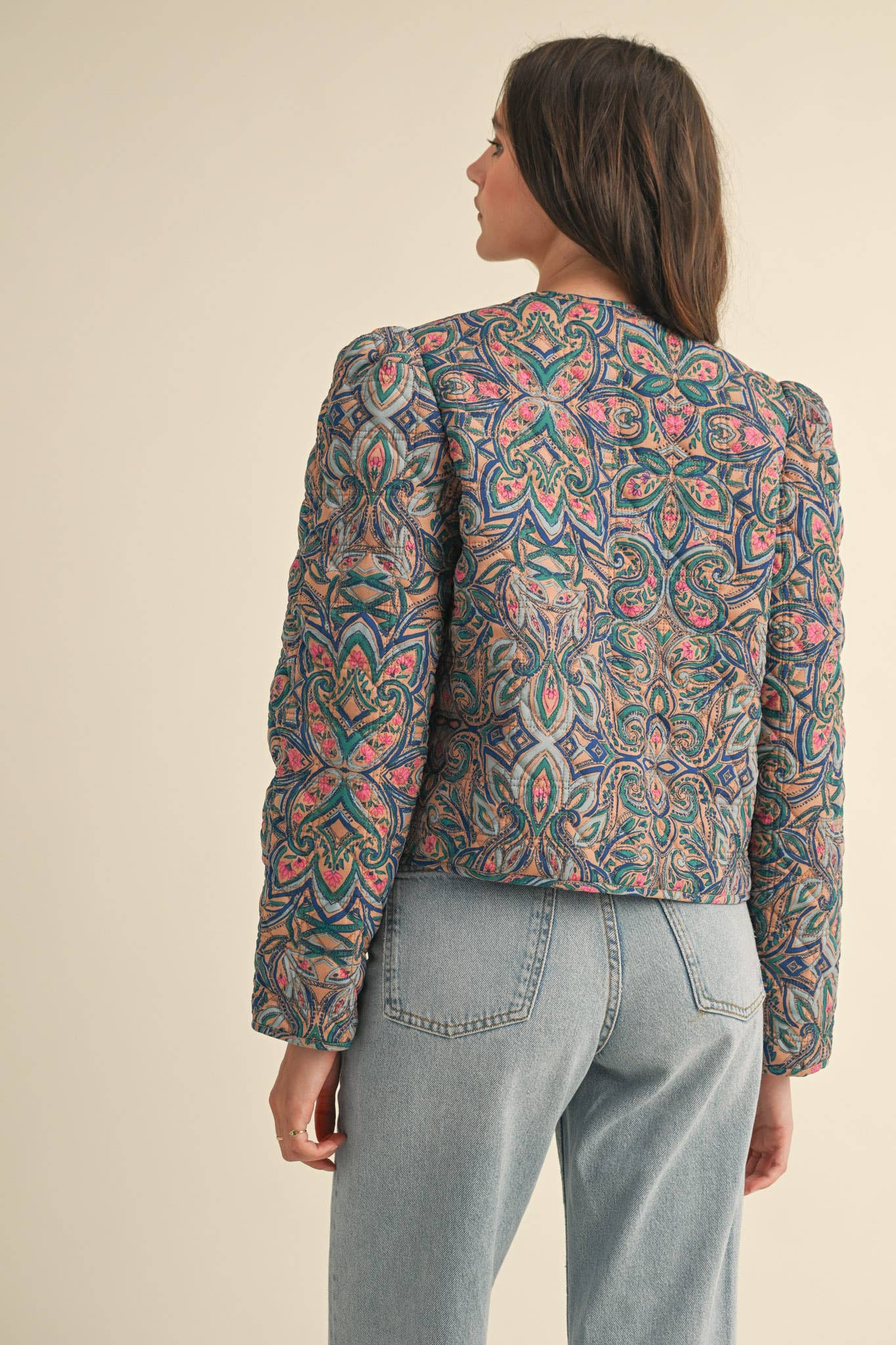 &MERCI - Wholesale Jacket - Women's - EXCLUSIVE PRINT QUILTED PAISLEY PRINT JACKET MJK36348