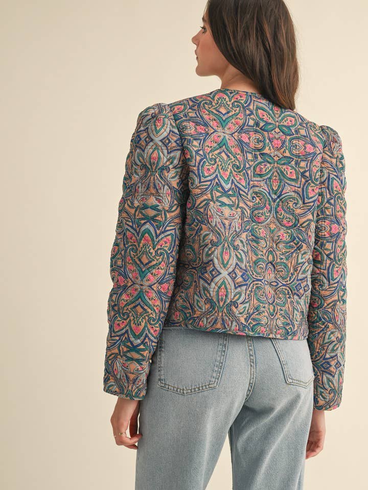 &MERCI - Wholesale Jacket - Women's - EXCLUSIVE PRINT QUILTED PAISLEY PRINT JACKET MJK36348