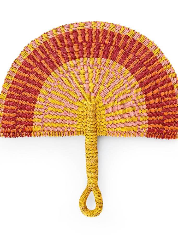 Assorted Elephant Grass Half-Moon Hand Fan for wholesale by Swahili | AFRICAN MODERN