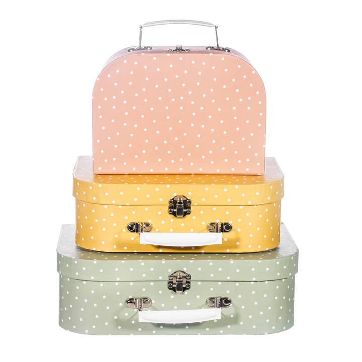 Earth Tones Spotted Suitcase - Set of 3 for wholesale by Sass and Belle