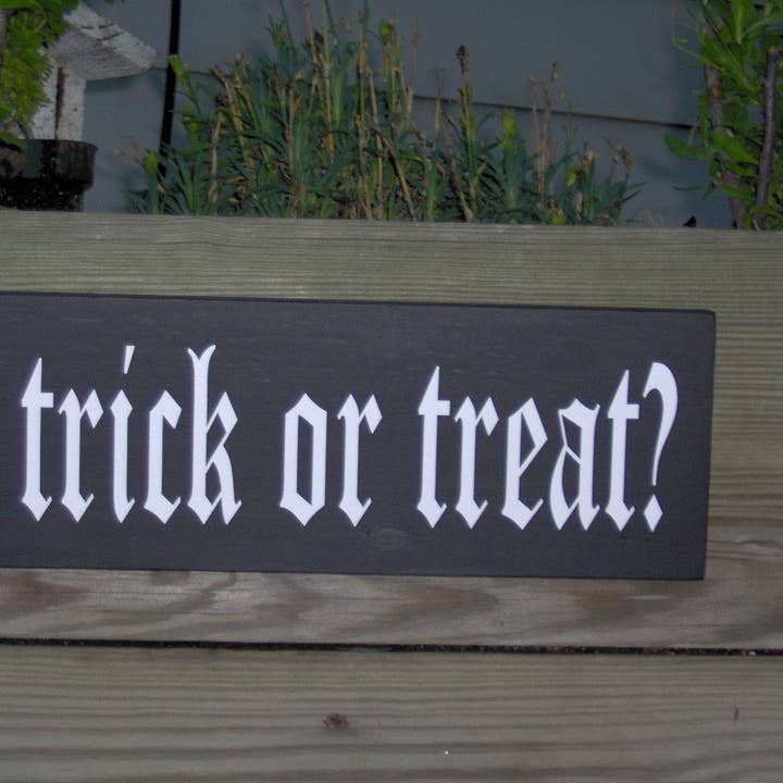 Trick or Treat Wooden Sign Halloween Decorations for wholesale by Heartfelt Giver LLC