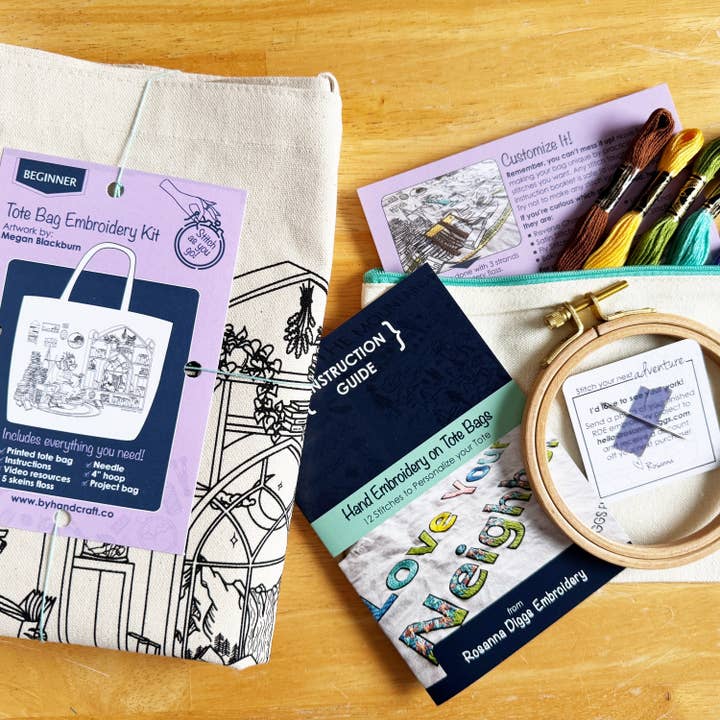 Rosanna Diggs Embroidery - Wholesale Embroidery/Cross Stitch Supplies - Book Dragon Tote Bag Embroidery Kit1