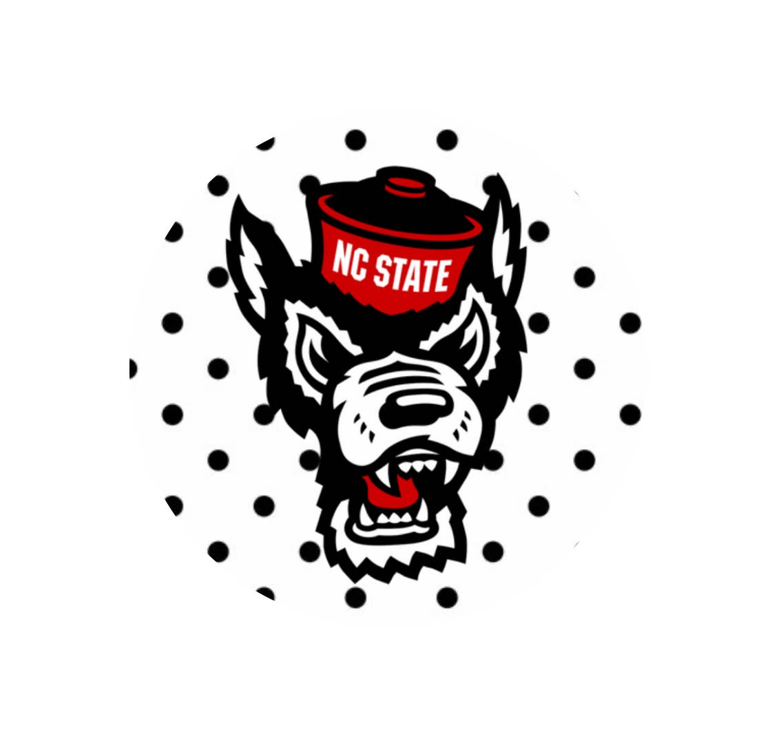 Ella Blue Boutique – Engroshandel Reversnål/knap – NCSU - Maskot m/ Prikker